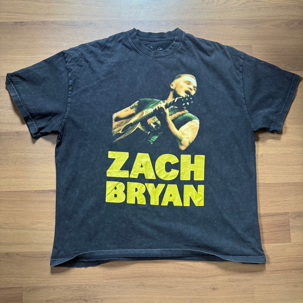 Official 2024 Merch Zach Bryan Quittin' Time Black Washed Concert Shirt Sz 2XL